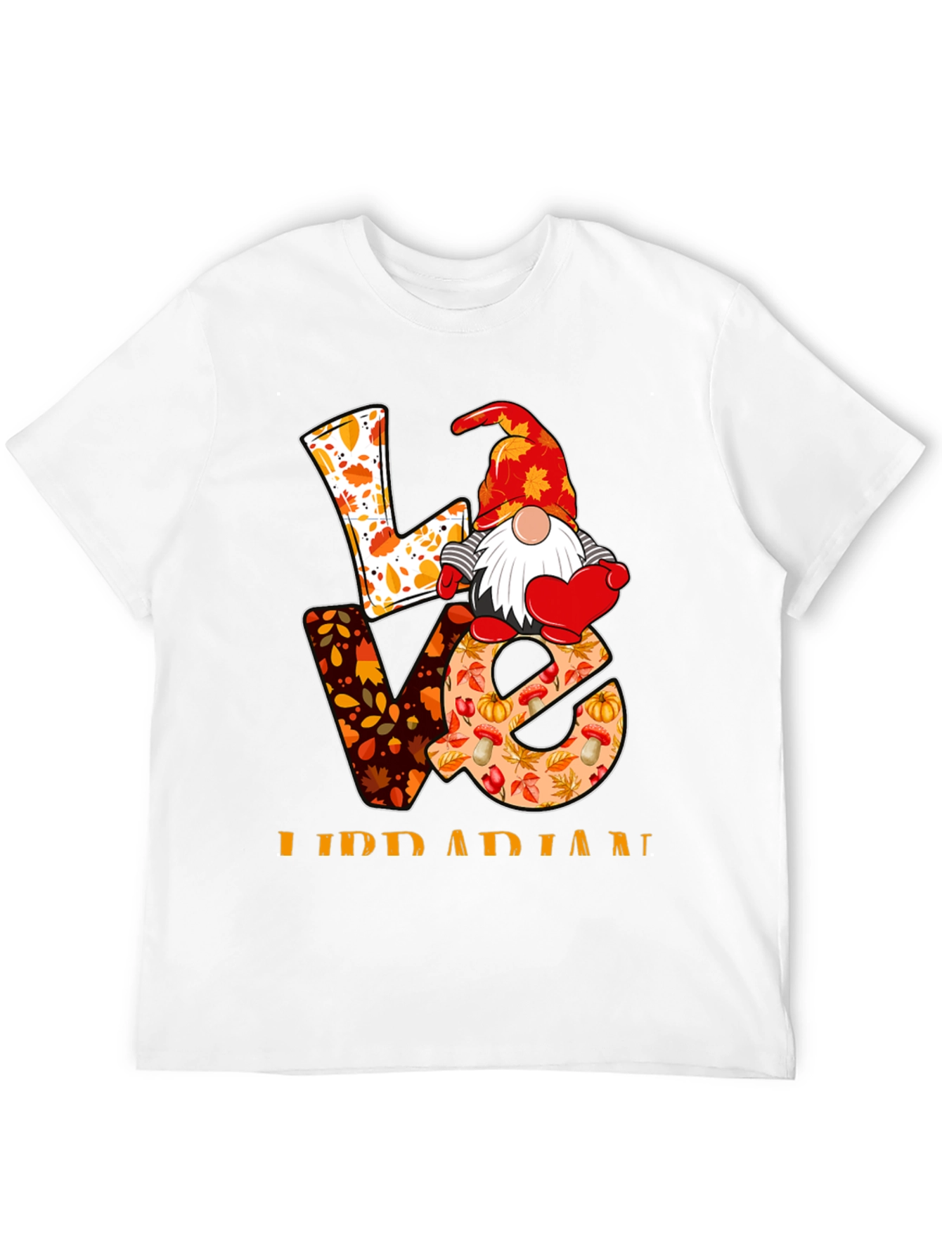 Love Librarian Gnome Autumn T-Shirt