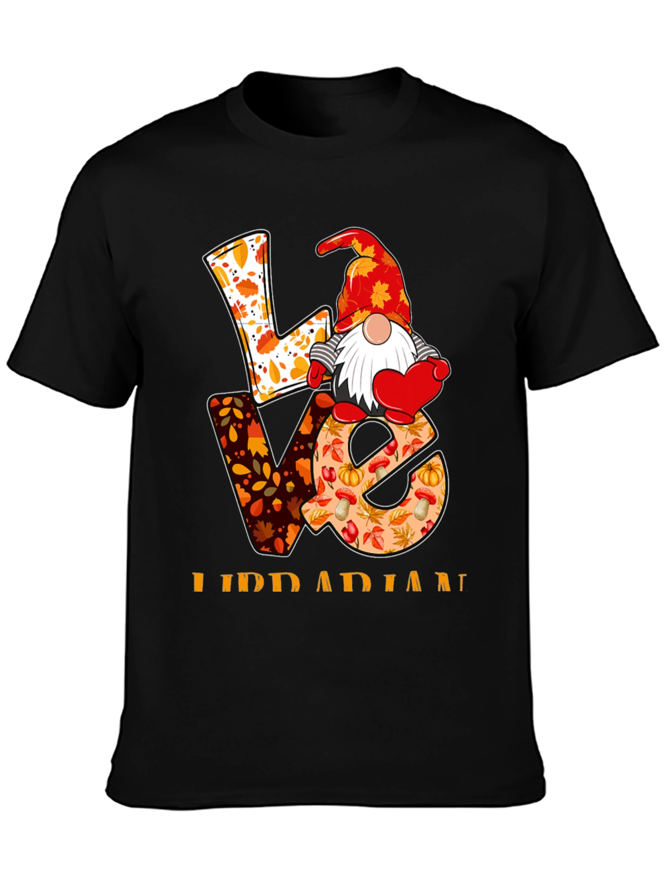 Love Librarian Gnome Autumn T-Shirt