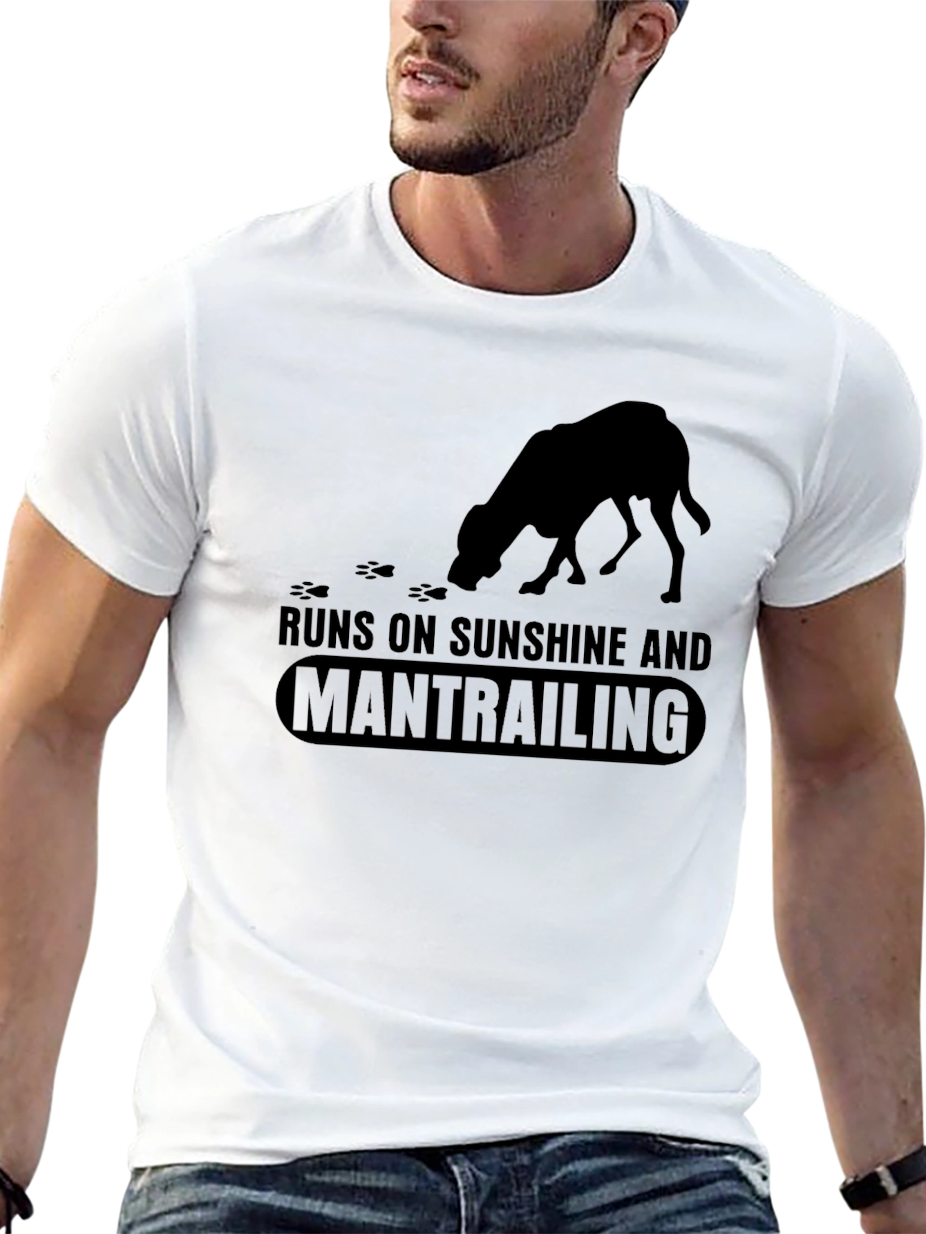 Runs on Sunshine and Mantrailing Black T-Shirt