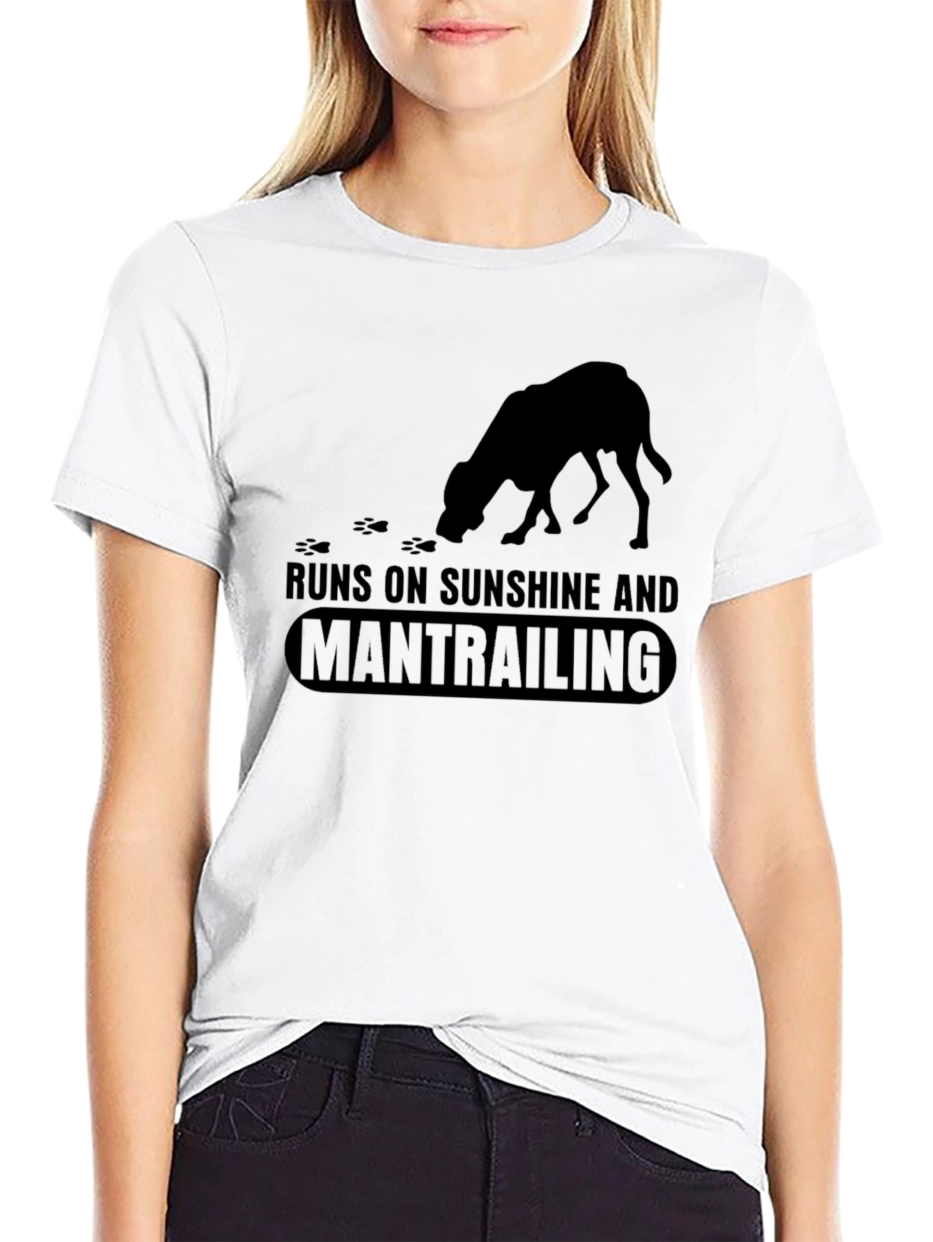 Runs on Sunshine and Mantrailing Black T-Shirt