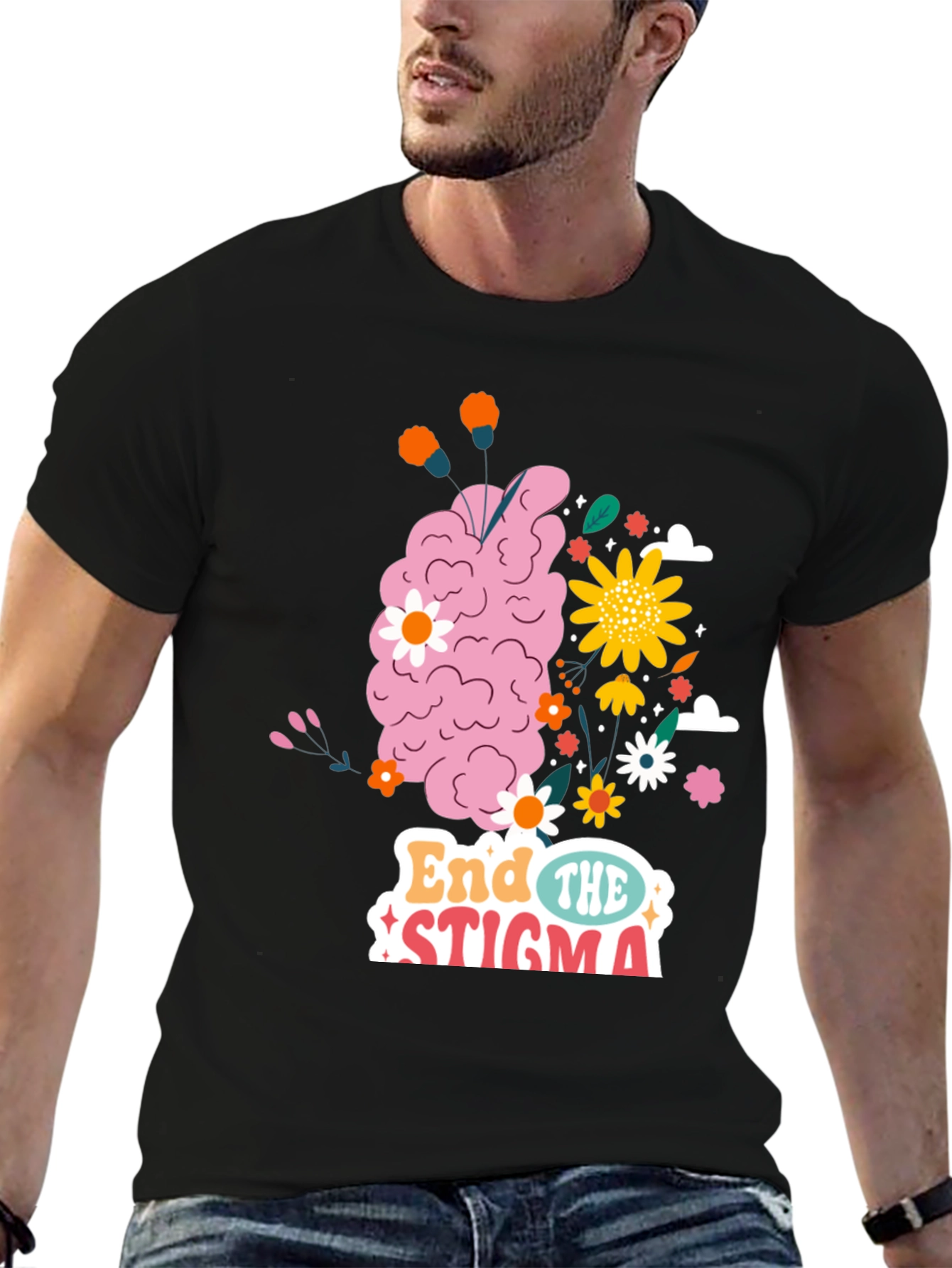 End The Stigma Brain Floral Graphic Tee