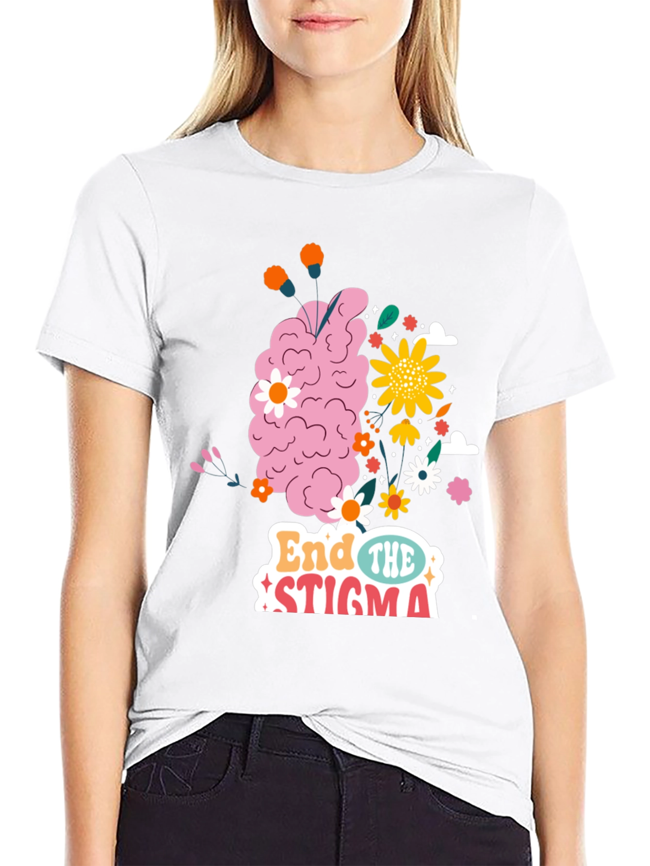 End The Stigma Brain Floral Graphic Tee