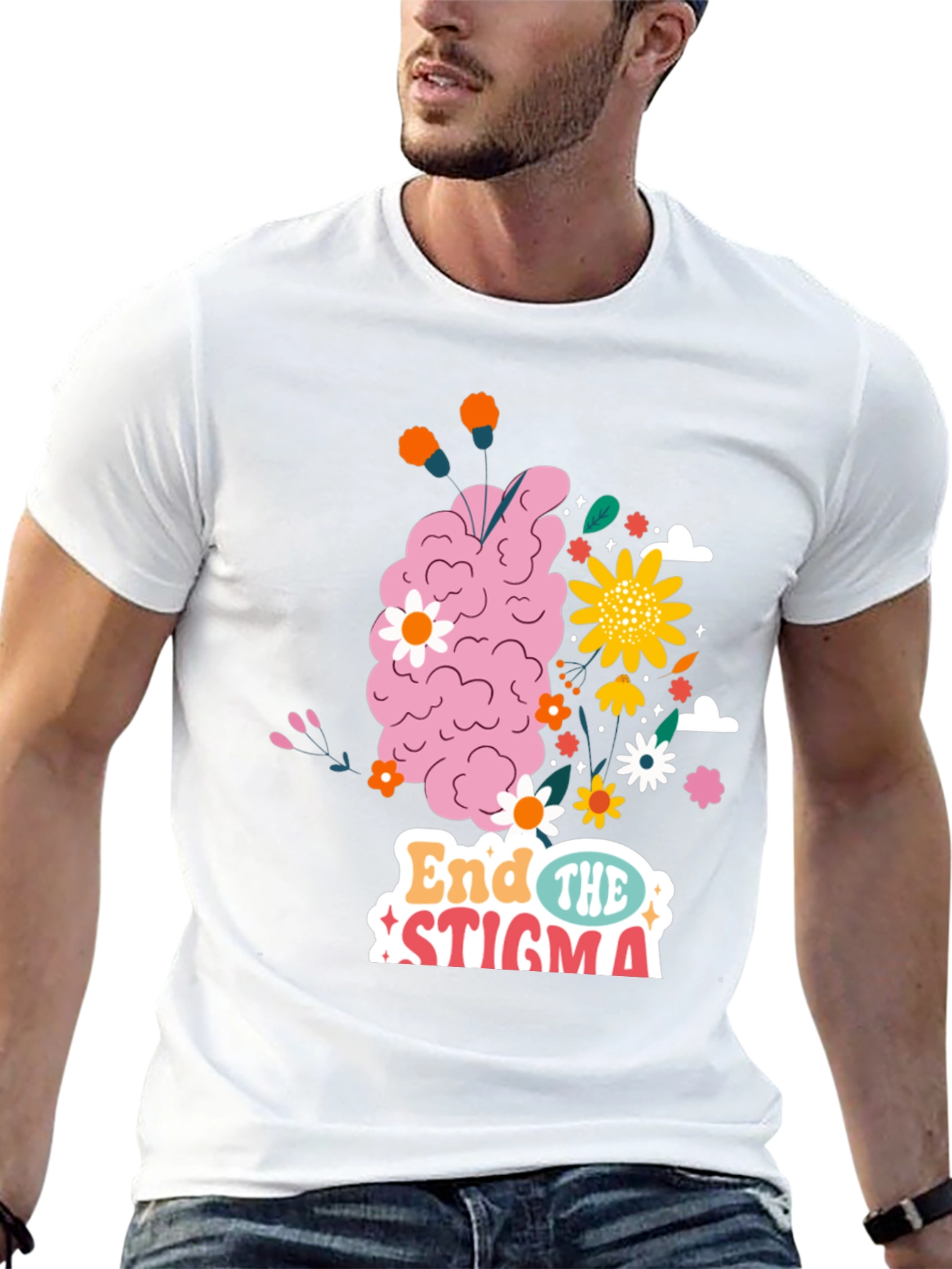 End The Stigma Brain Floral Graphic Tee