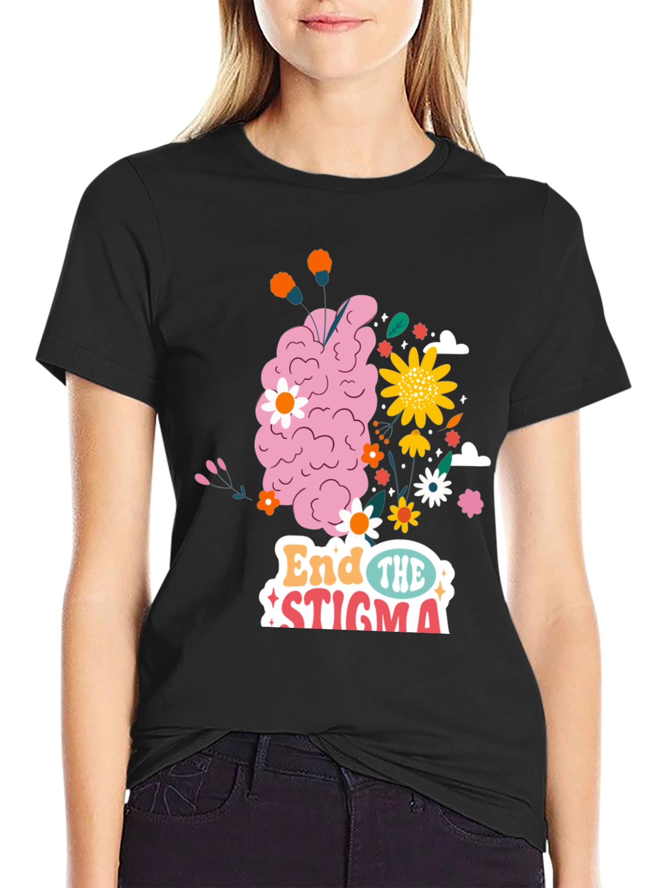 End The Stigma Brain Floral Graphic Tee