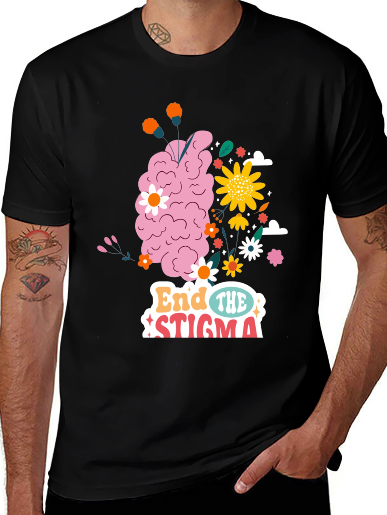 End The Stigma Brain Floral Graphic Tee