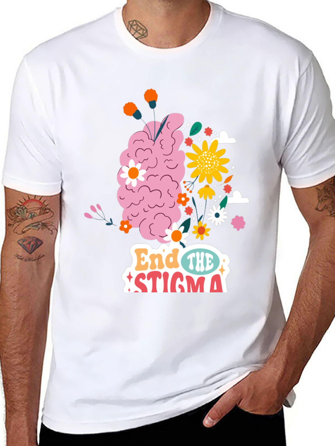 End The Stigma Brain Floral Graphic Tee