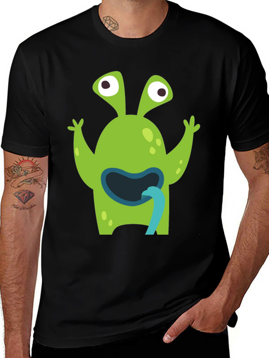 Funny Alien Tongue T-Shirt - Mens Black Tee