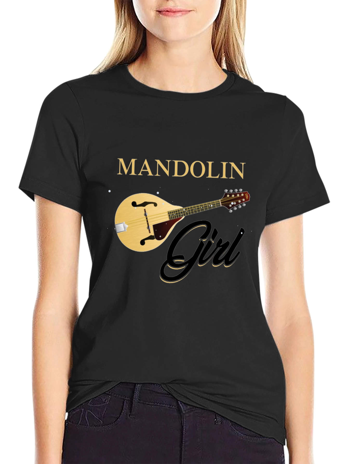 Mandolin Girl Black T-Shirt