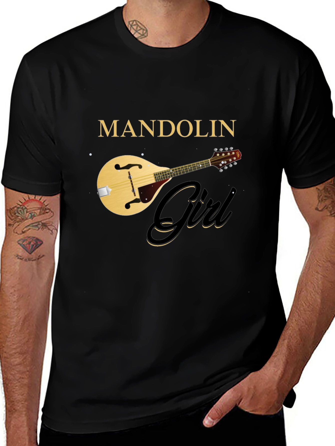 Mandolin Girl Black T-Shirt