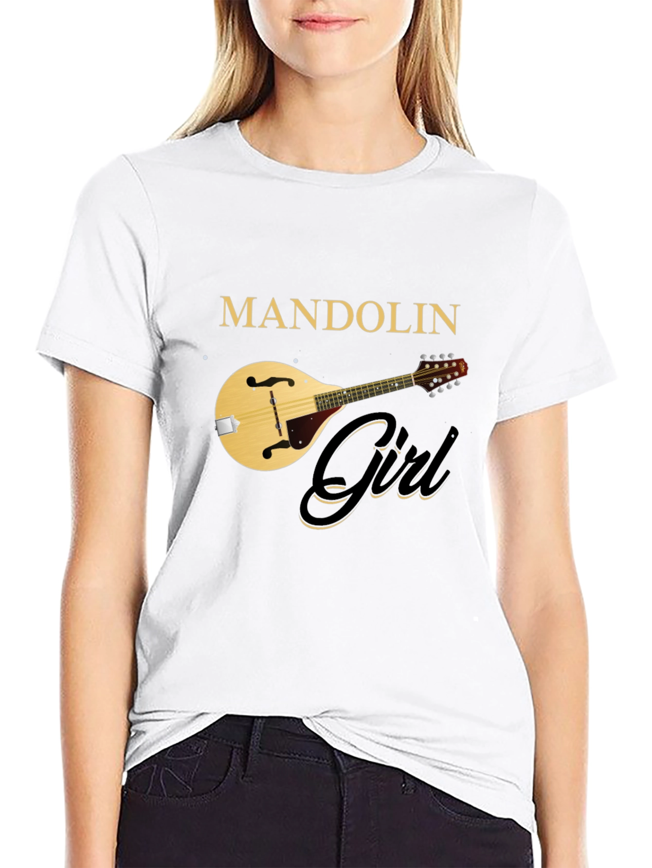 Mandolin Girl Black T-Shirt