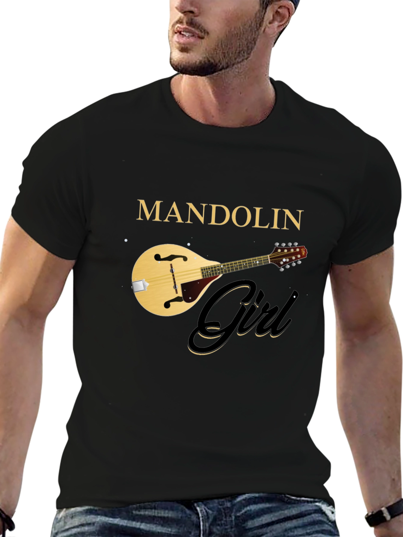 Mandolin Girl Black T-Shirt