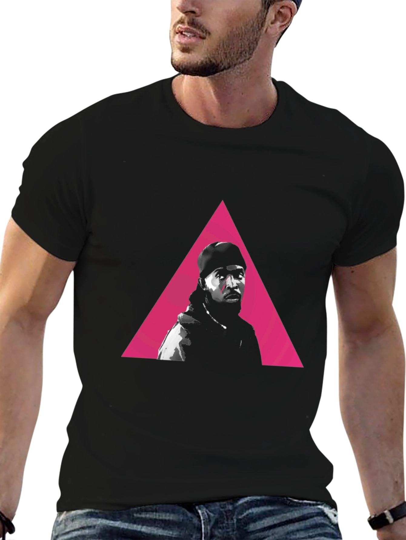 Pink Triangle Portrait Black Graphic Tee