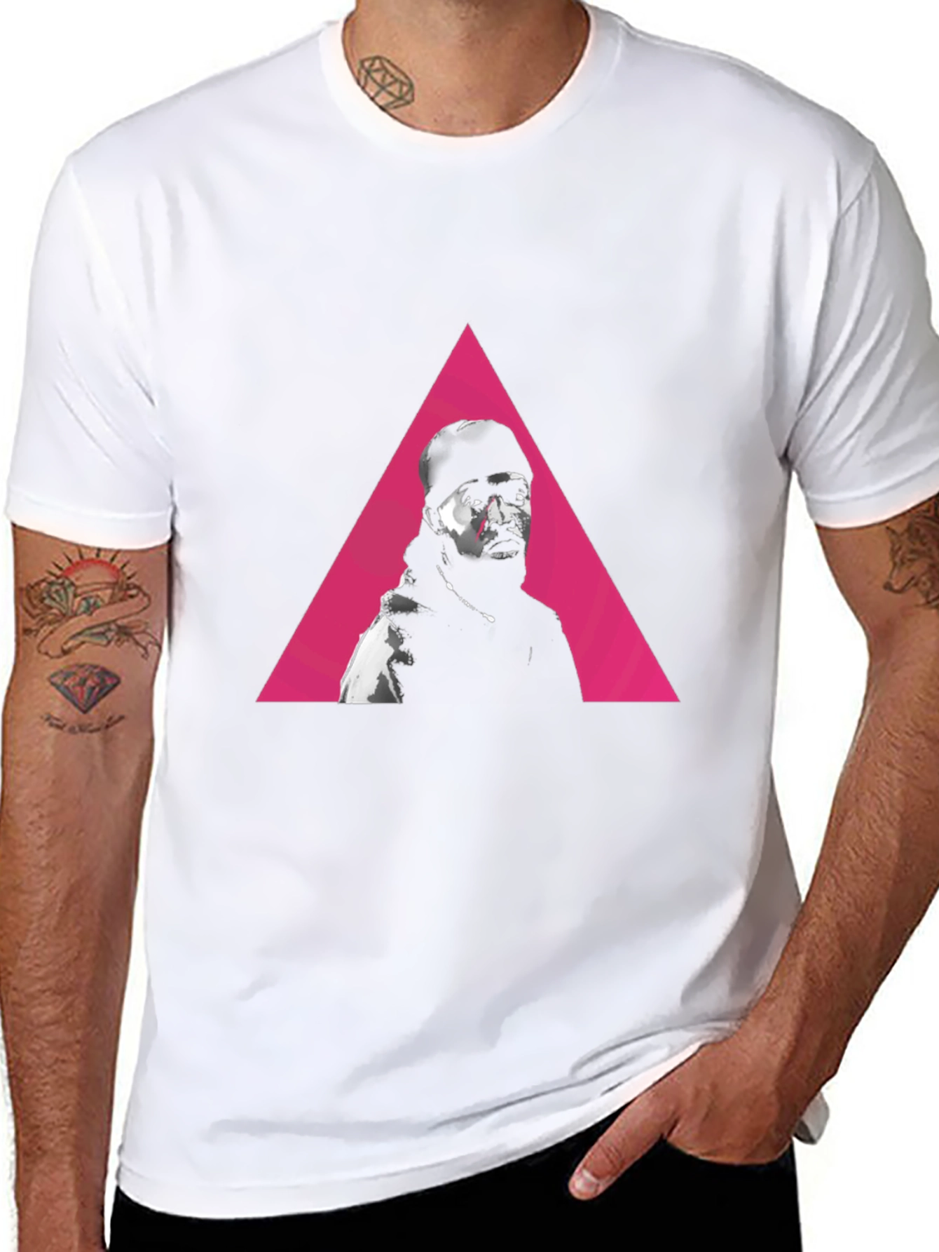 Pink Triangle Portrait Black Graphic Tee