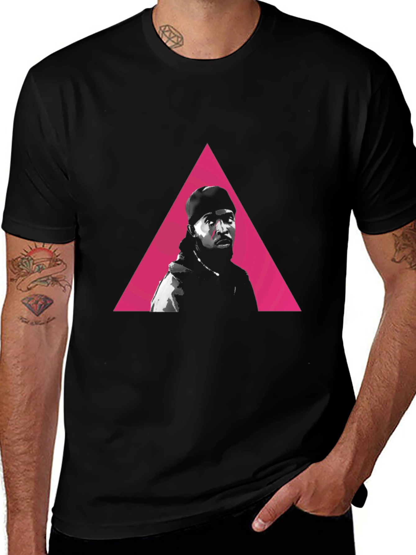 Pink Triangle Portrait Black Graphic Tee