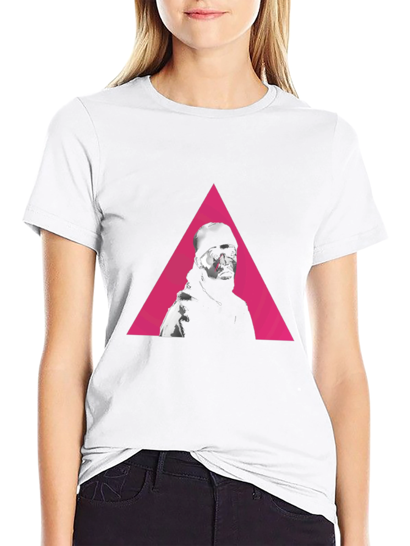 Pink Triangle Portrait Black Graphic Tee