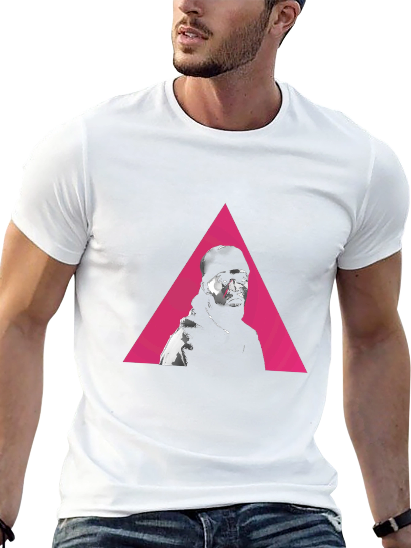 Pink Triangle Portrait Black Graphic Tee