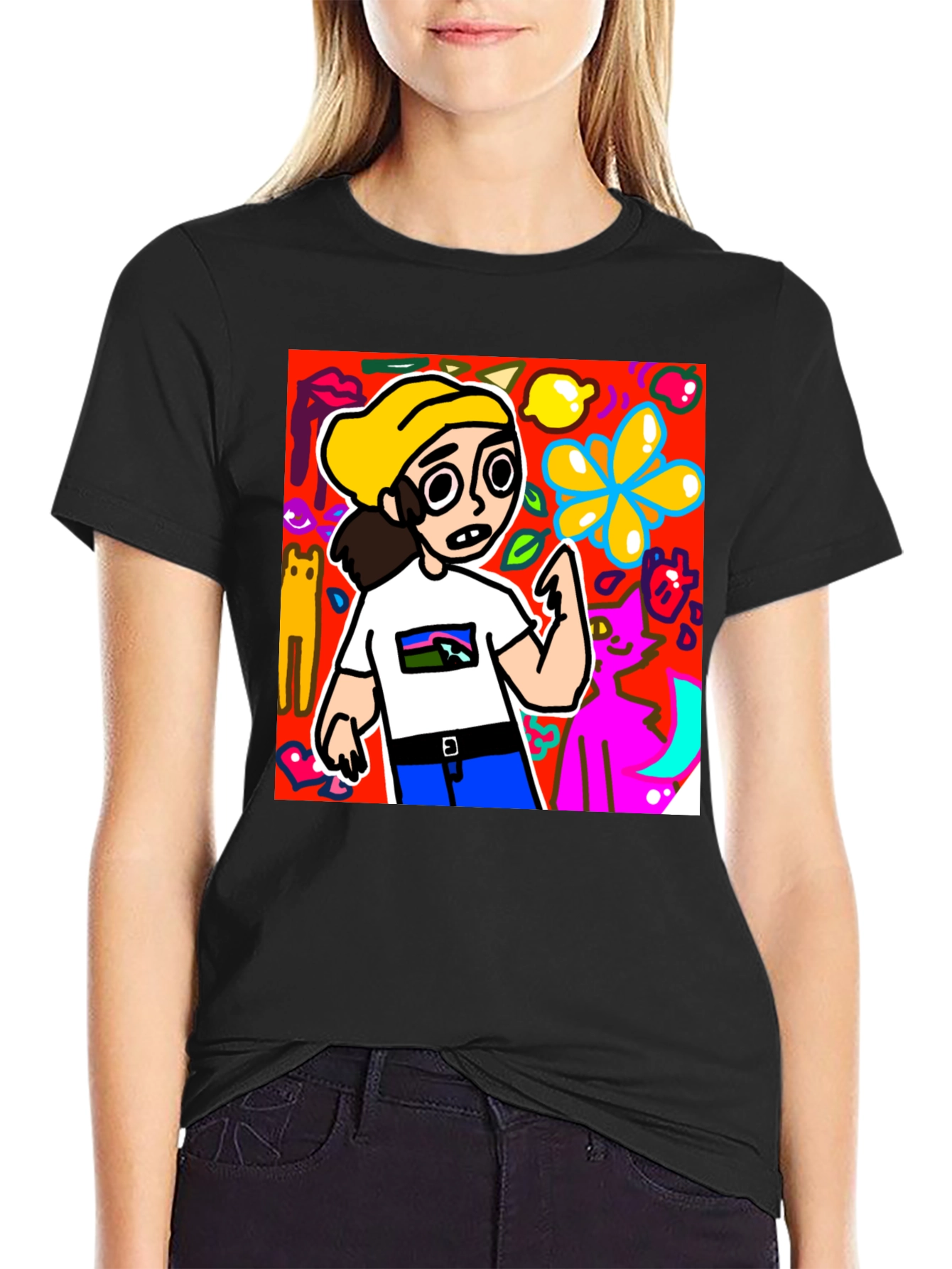 Cartoon Style Graphic T-Shirt - Quirky Design