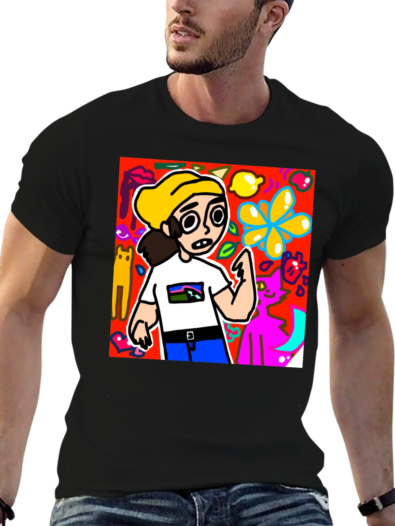 Cartoon Style Graphic T-Shirt - Quirky Design