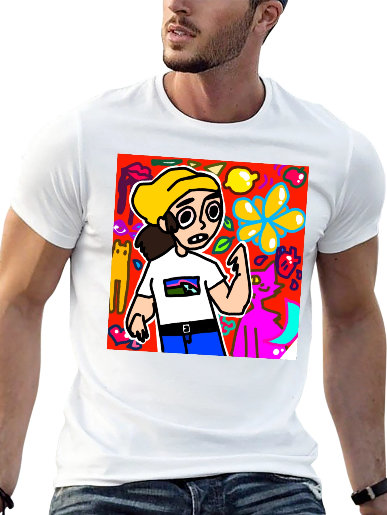 Cartoon Style Graphic T-Shirt - Quirky Design