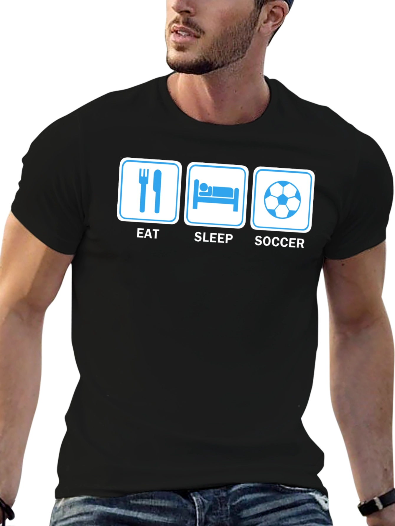 Eat Sleep Soccer T-Shirt - Novelty Graphic Tee