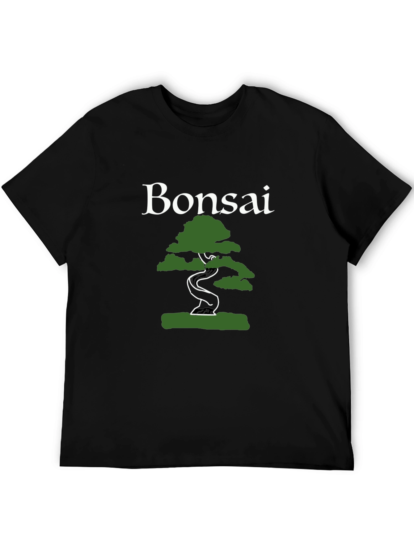 Bonsai Tree Graphic Tee - Black Cotton T-Shirt