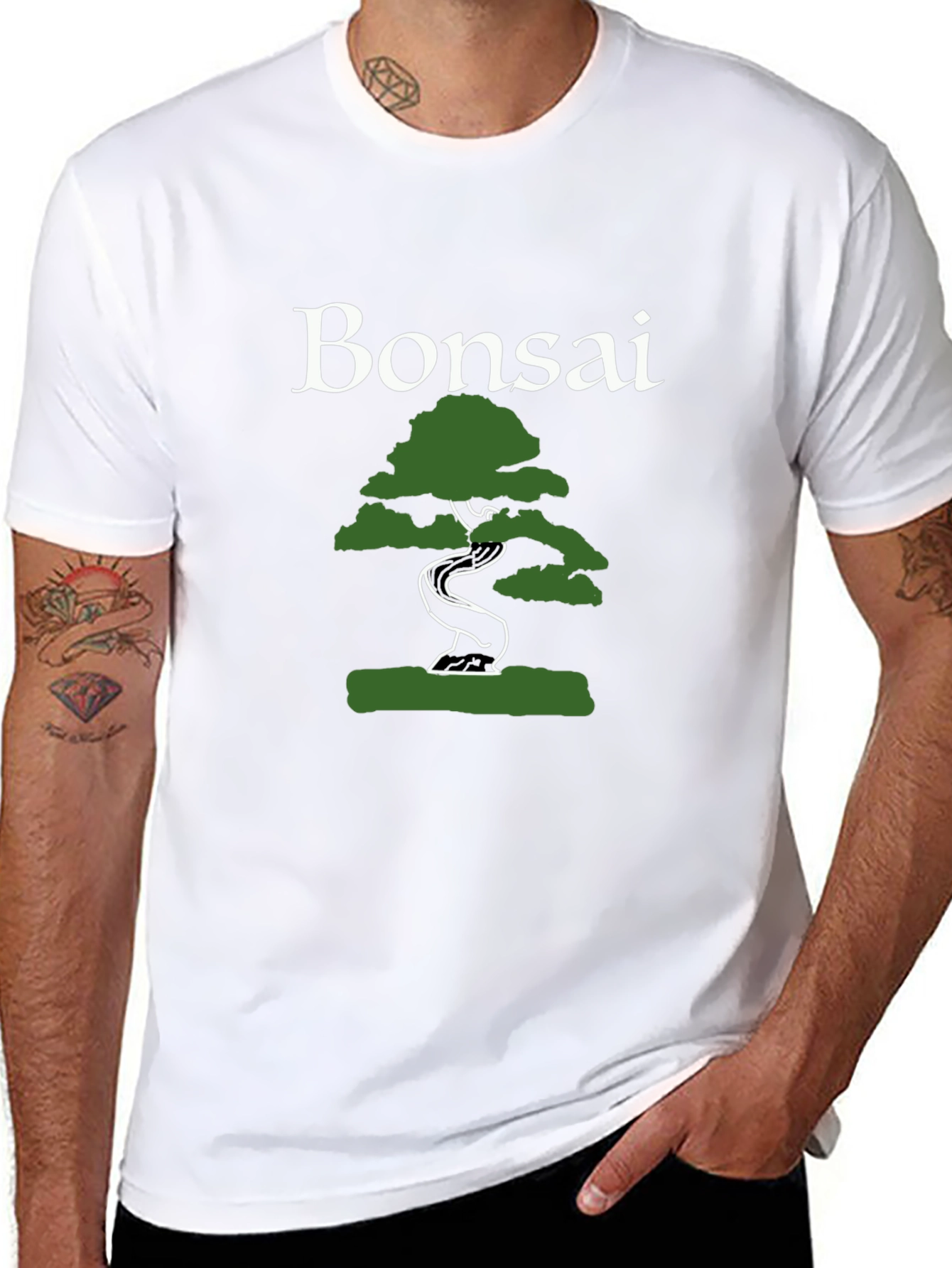 Bonsai Tree Graphic Tee - Black Cotton T-Shirt