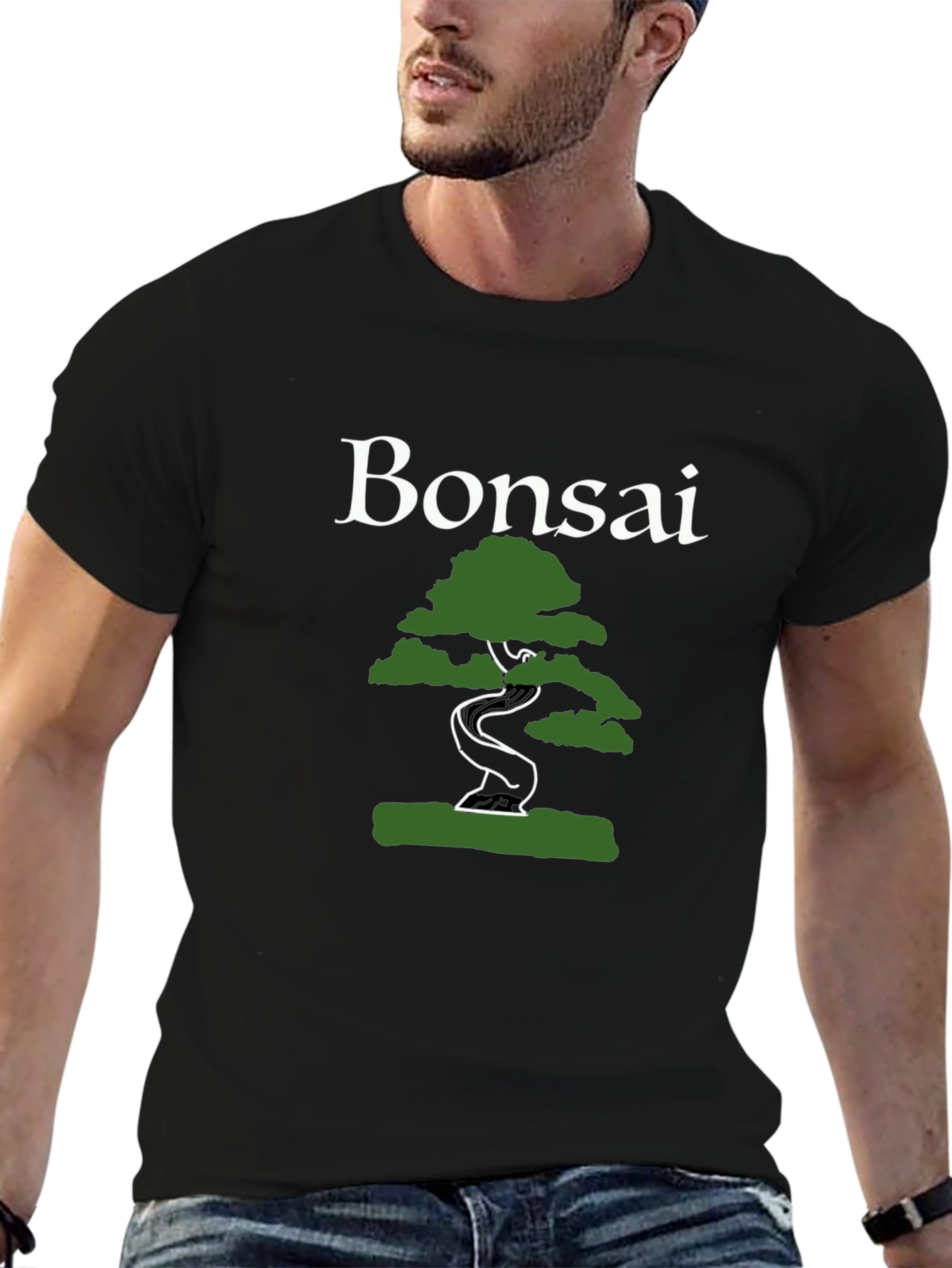 Bonsai Tree Graphic Tee - Black Cotton T-Shirt