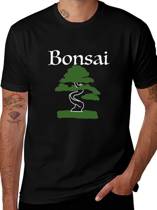 Bonsai Tree Graphic Tee - Black Cotton T-Shirt