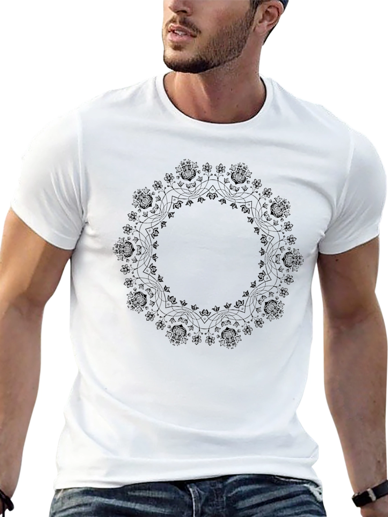 Black Mandala Graphic Tee - Casual Comfort