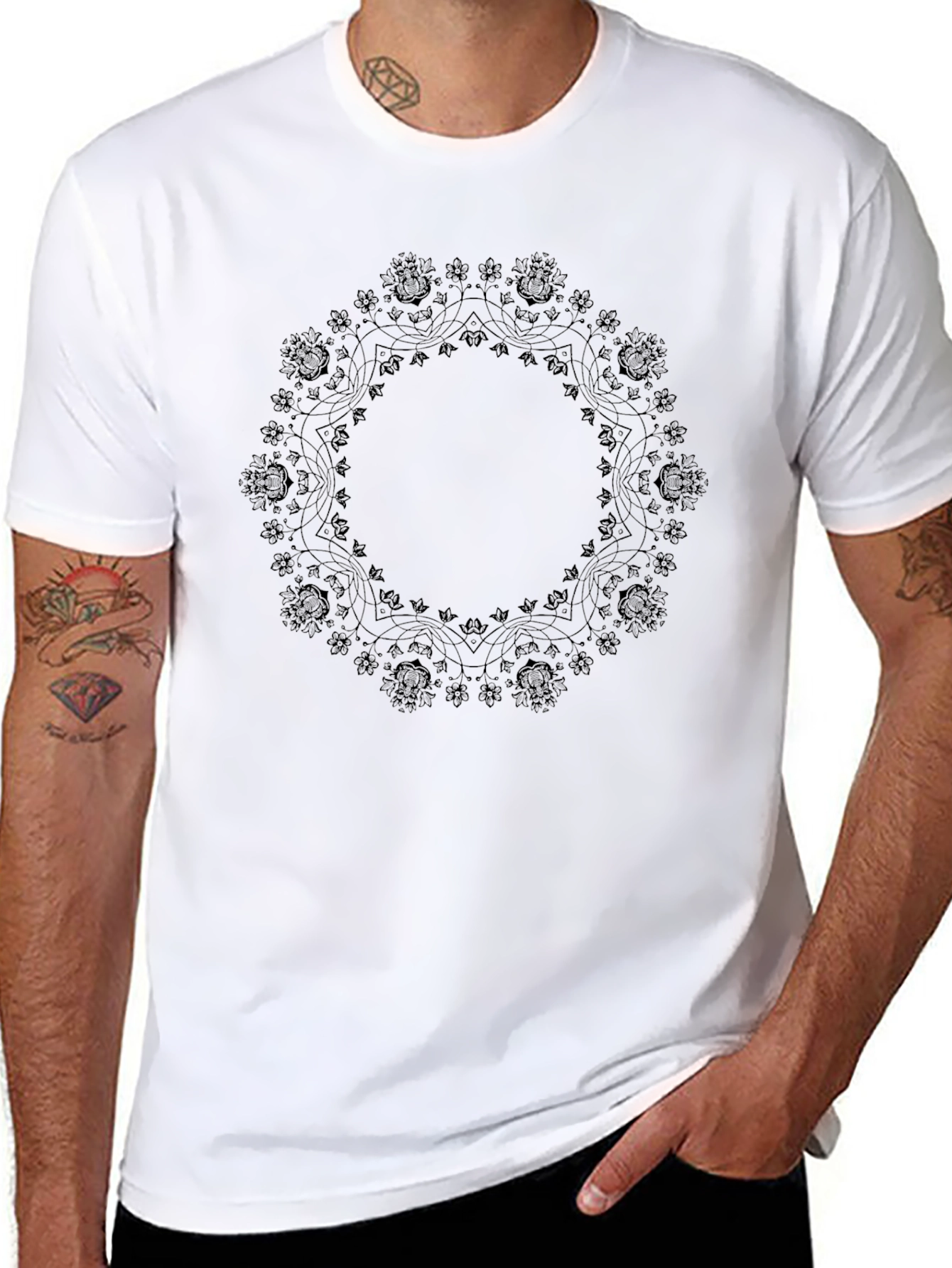 Black Mandala Graphic Tee - Casual Comfort