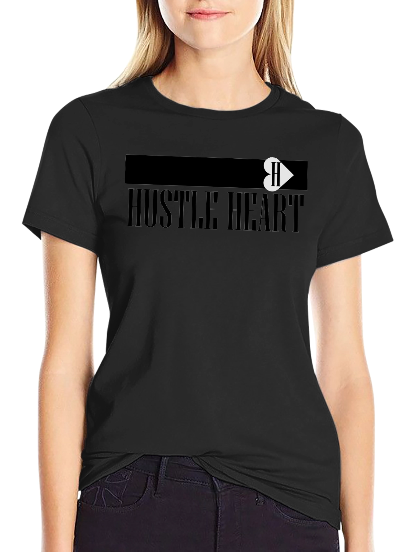 Hustle Heart Black Graphic Tee