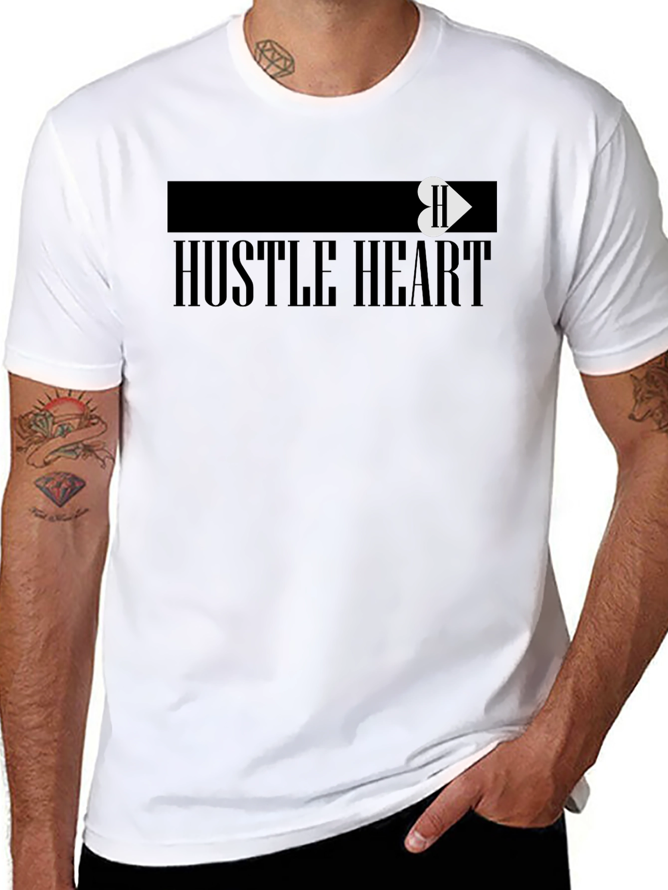 Hustle Heart Black Graphic Tee