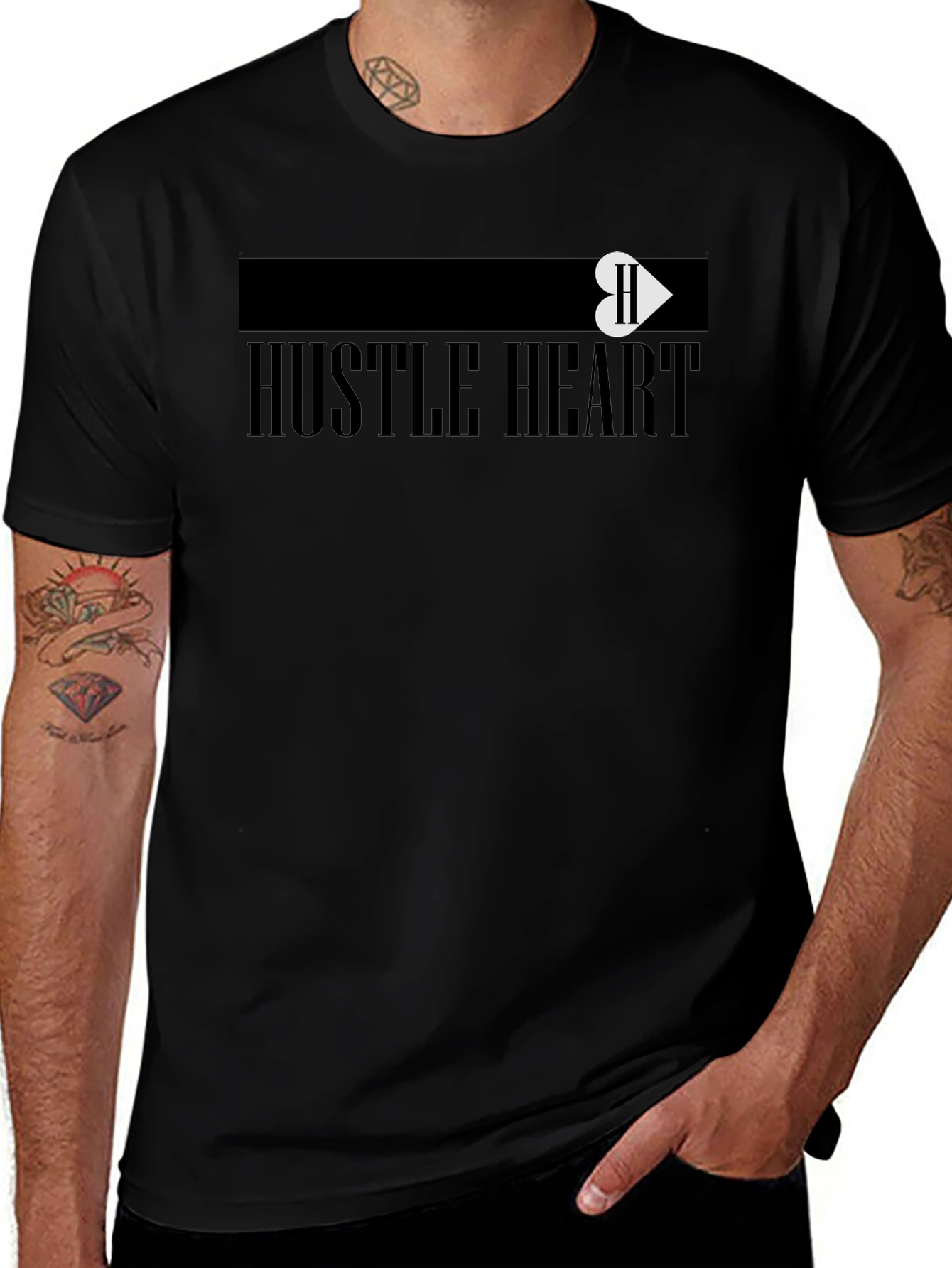 Hustle Heart Black Graphic Tee