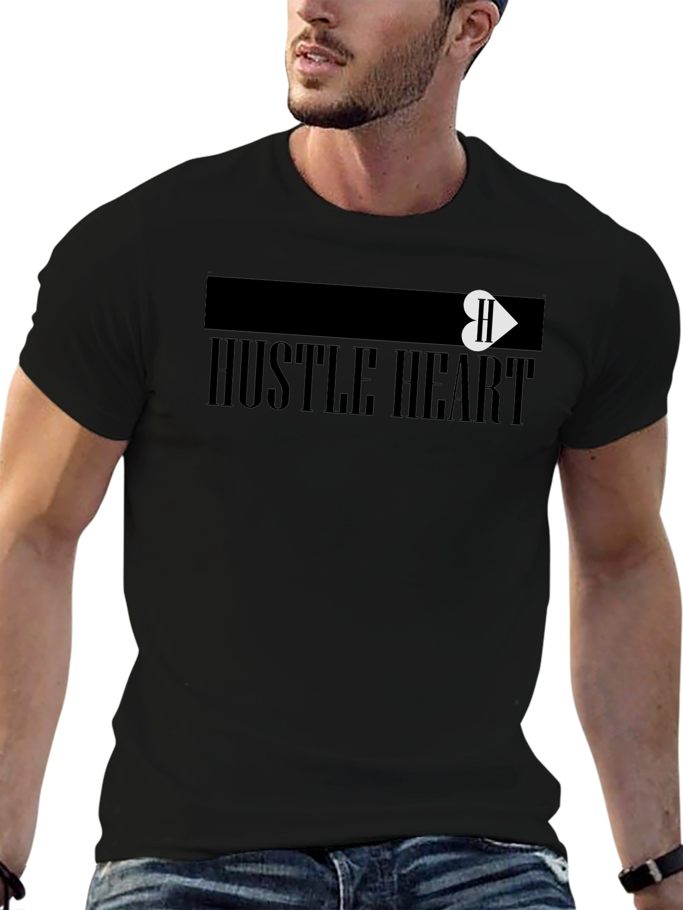 Hustle Heart Black Graphic Tee