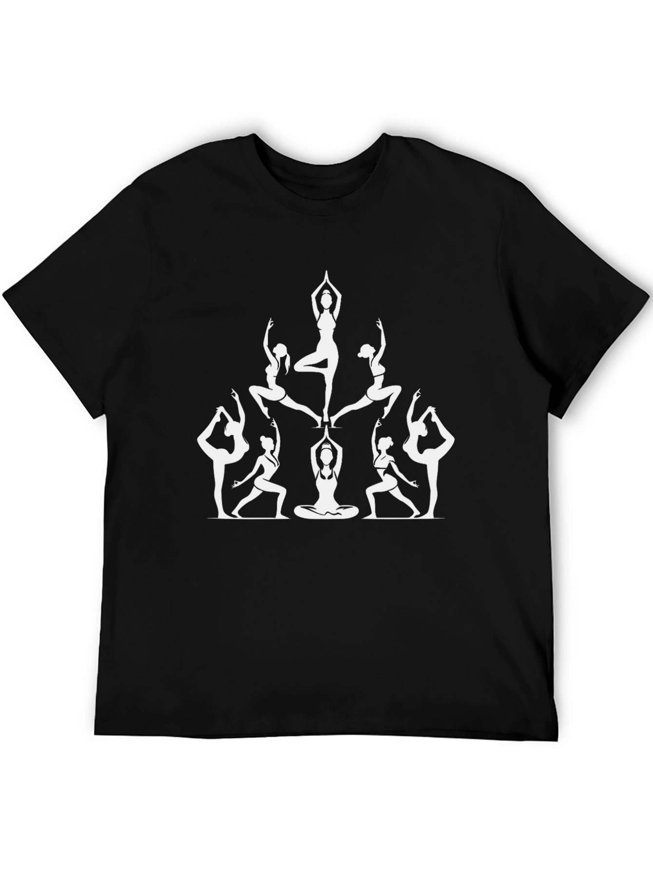 Yoga Pose Graphic Tee - Black Cotton Blend