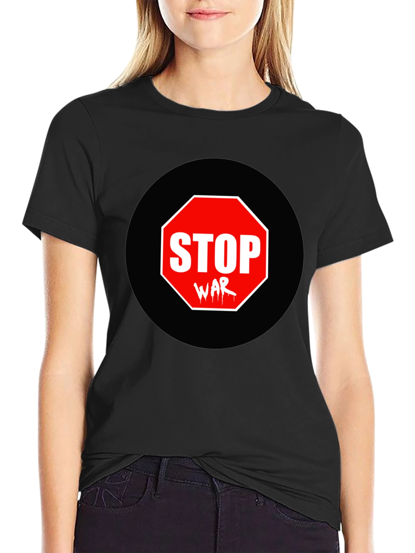 Stop War Graphic Tee - Black Short Sleeve