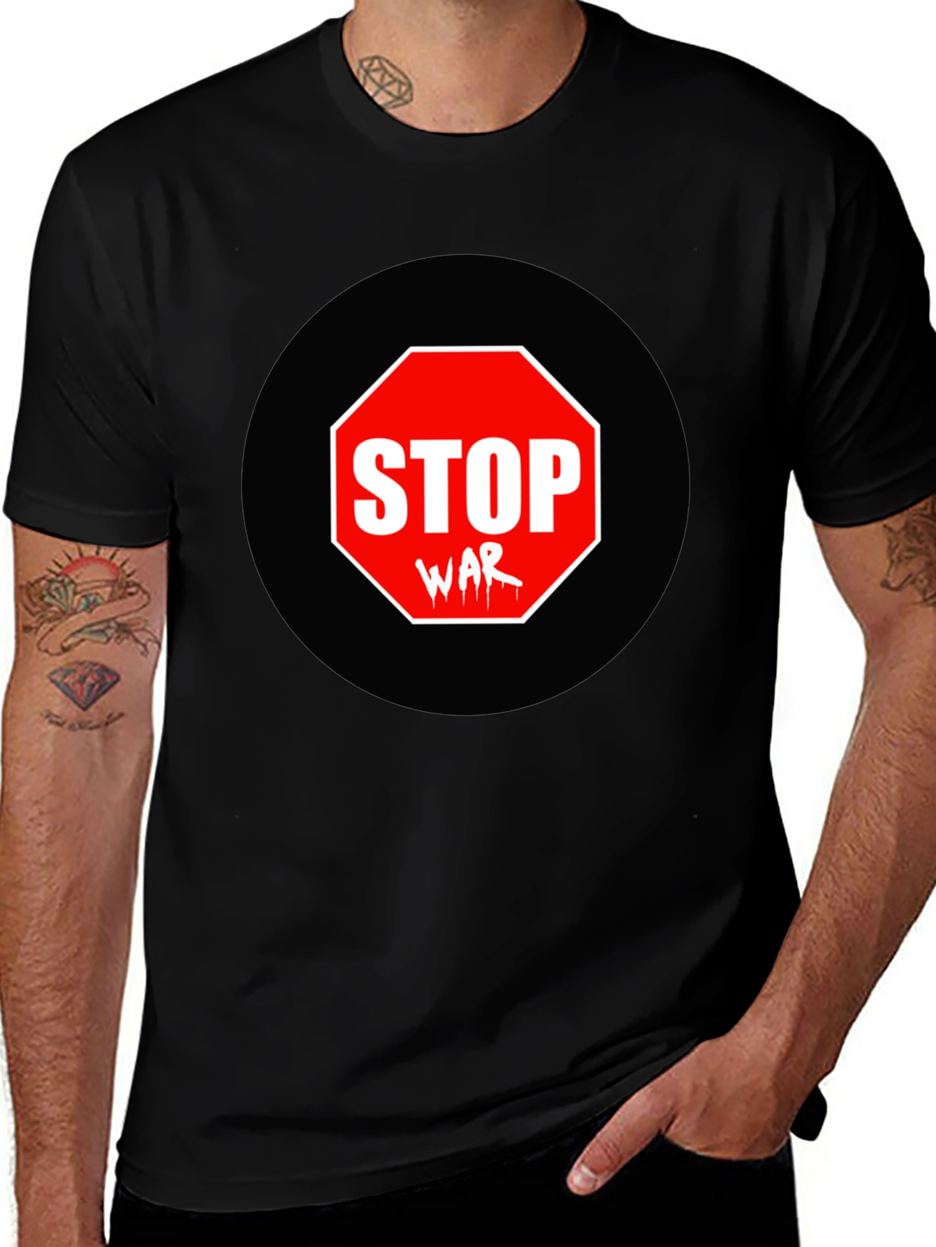 Stop War Graphic Tee - Black Short Sleeve