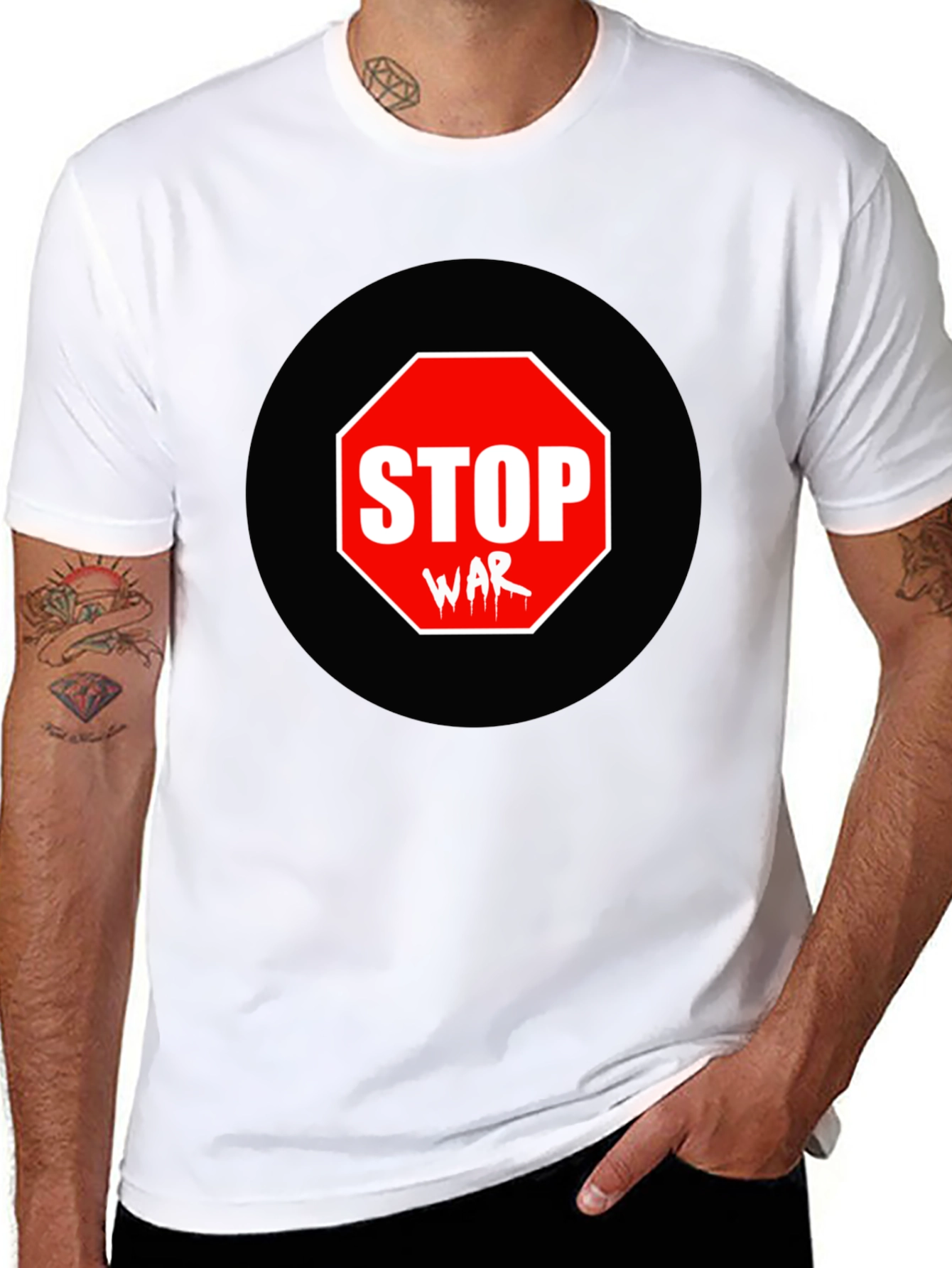 Stop War Graphic Tee - Black Short Sleeve