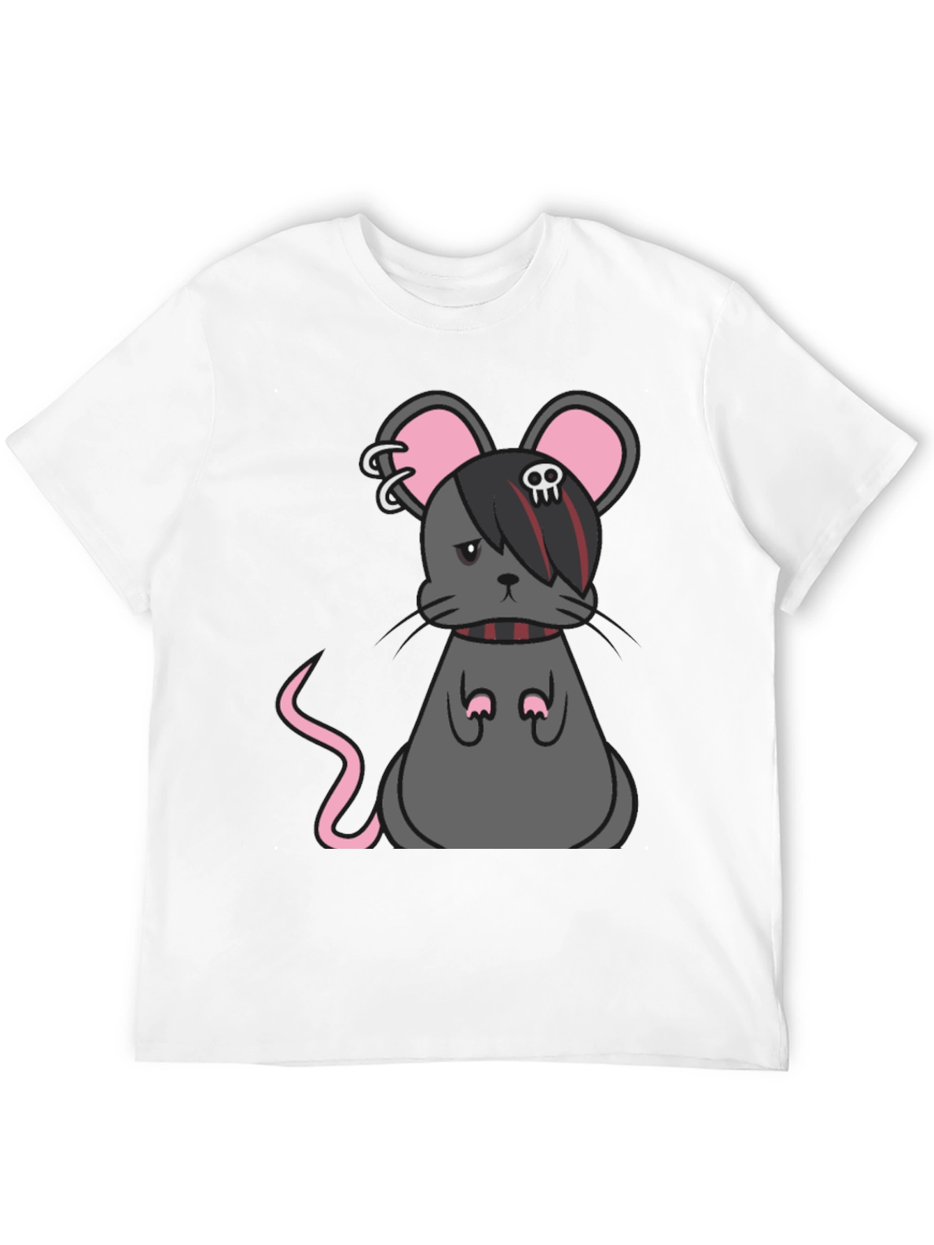 Emo Mouse Graphic Tee - Black Cotton Blend