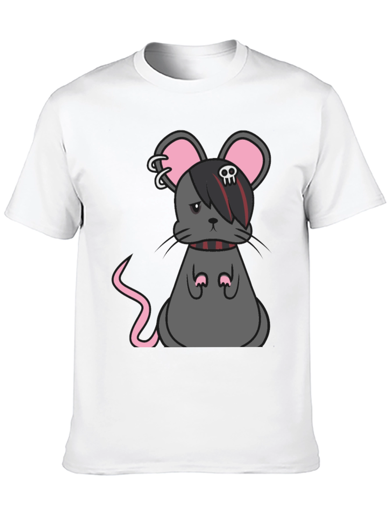 Emo Mouse Graphic Tee - Black Cotton Blend