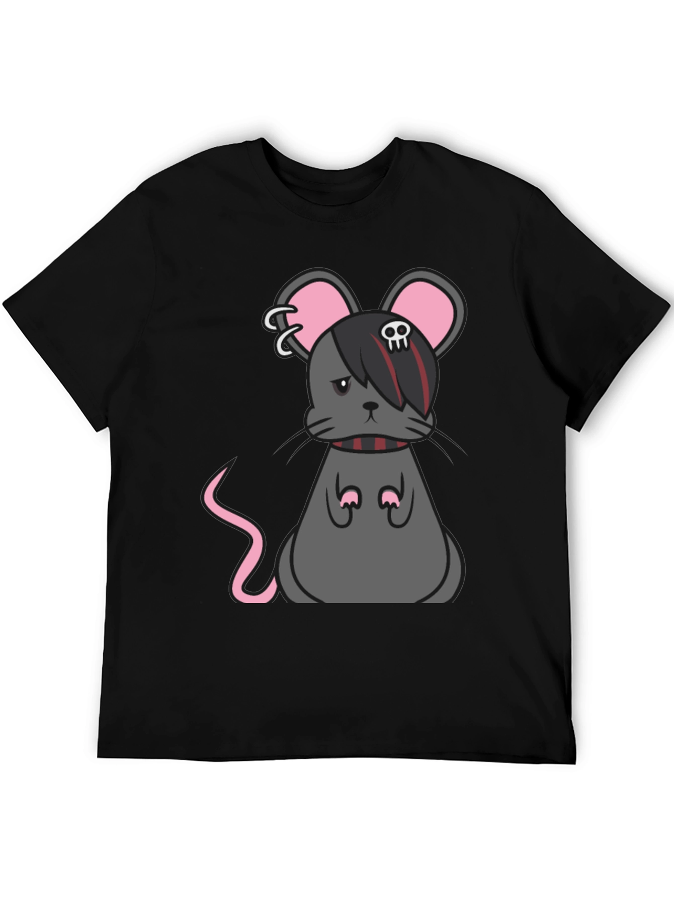 Emo Mouse Graphic Tee - Black Cotton Blend