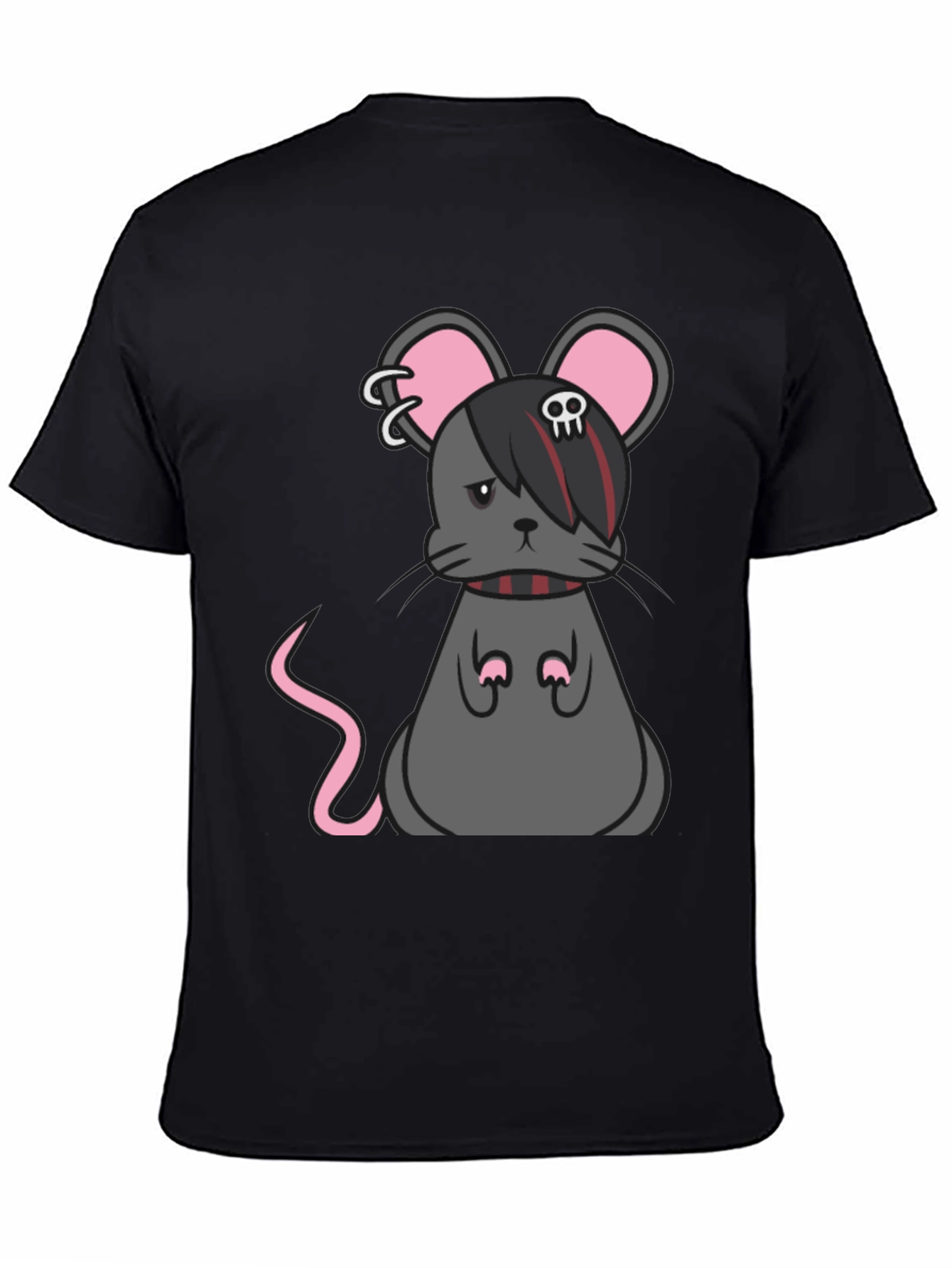 Emo Mouse Graphic Tee - Black Cotton Blend