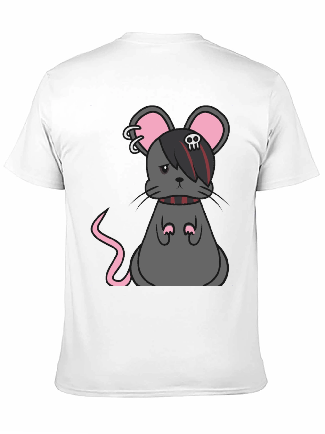 Emo Mouse Graphic Tee - Black Cotton Blend