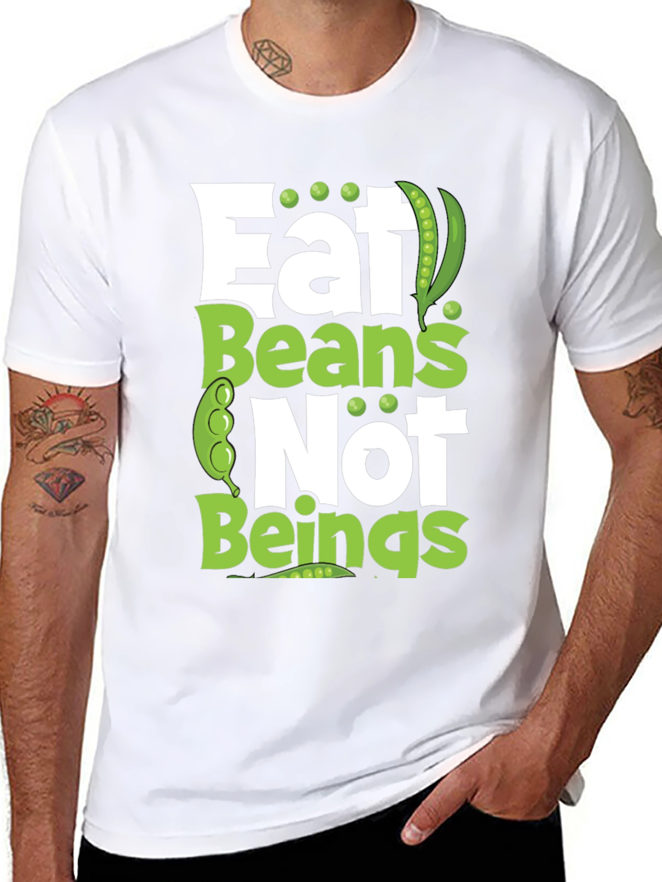 Eat Beans Not Beings Funny Graphic Tee