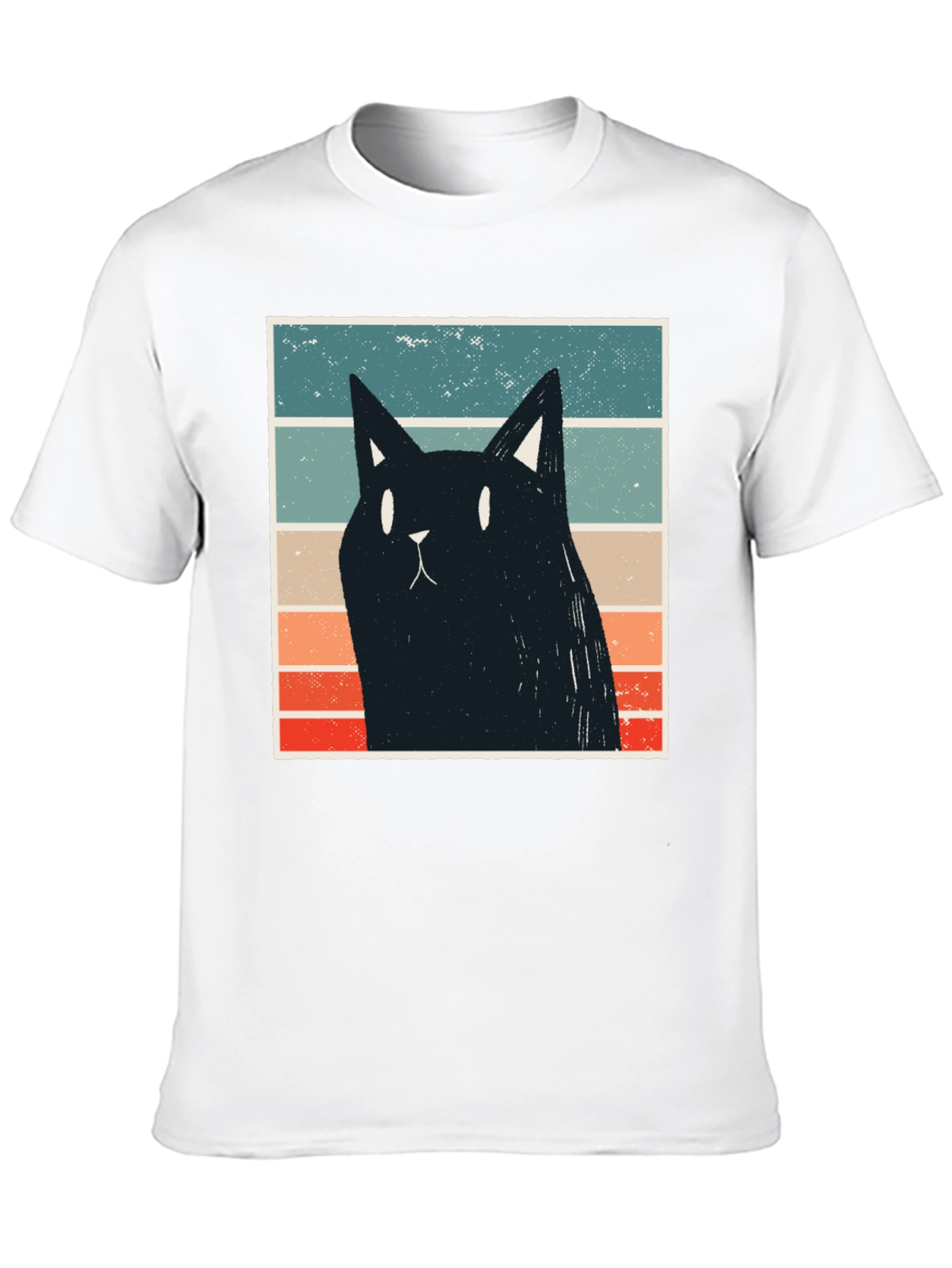 Retro Cat Graphic T-Shirt - Black