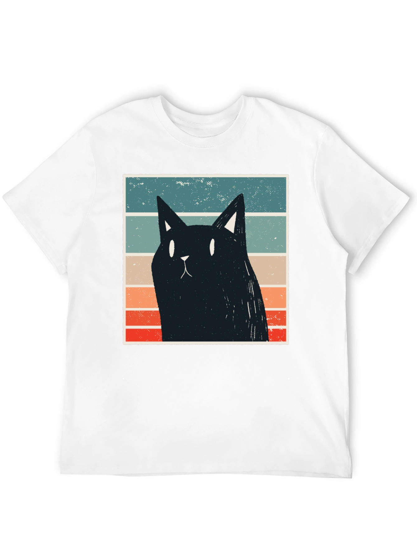 Retro Cat Graphic T-Shirt - Black