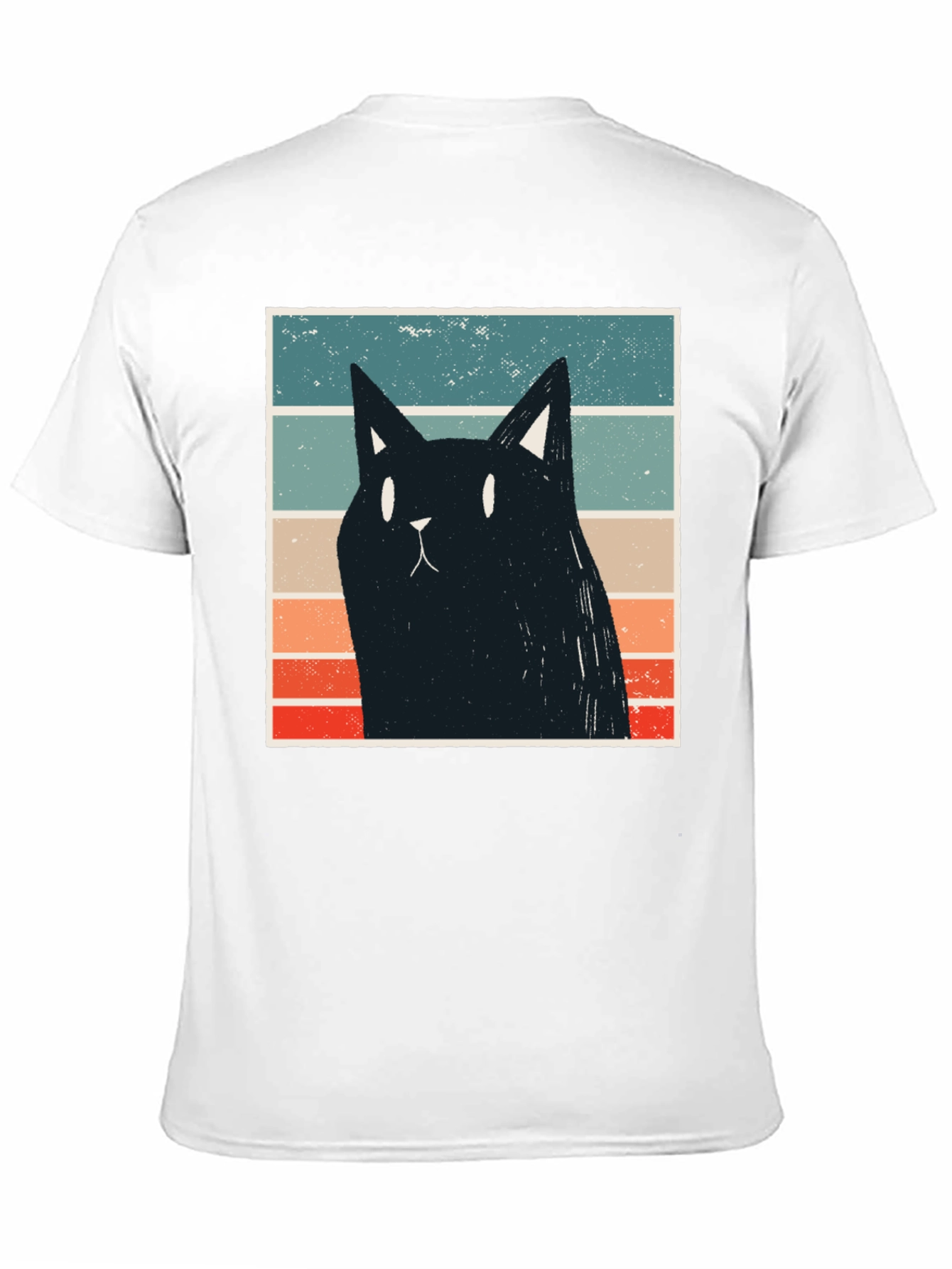 Retro Cat Graphic T-Shirt - Black