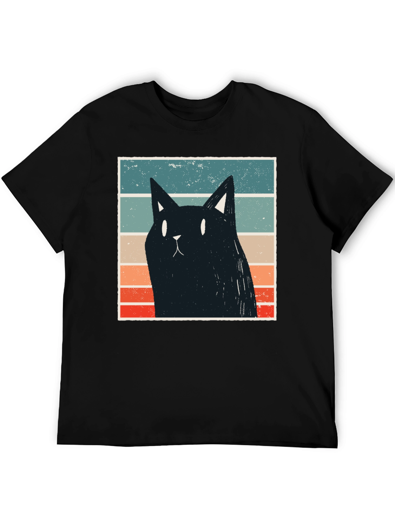 Retro Cat Graphic T-Shirt - Black