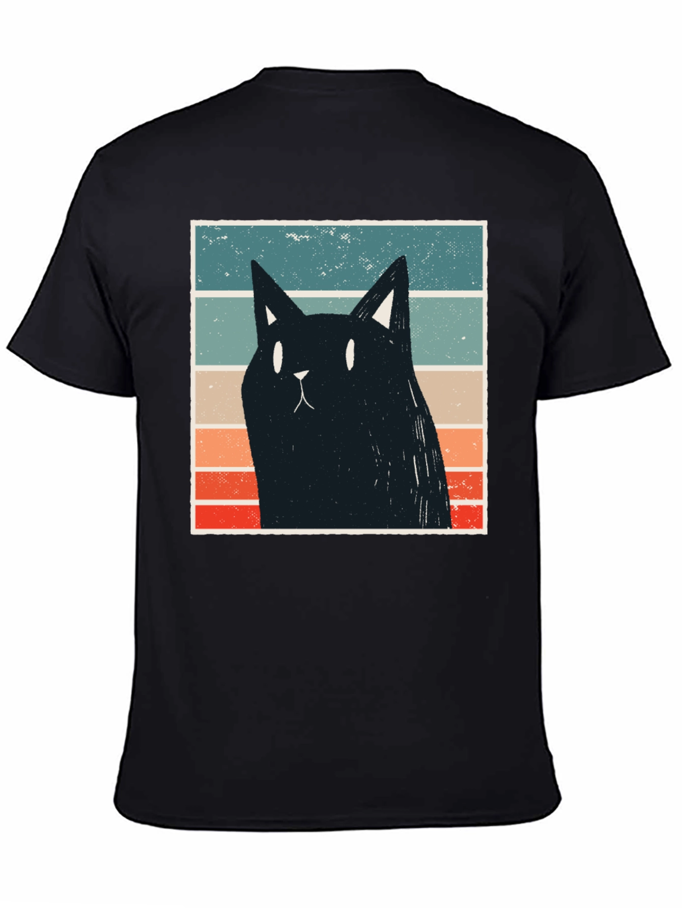 Retro Cat Graphic T-Shirt - Black