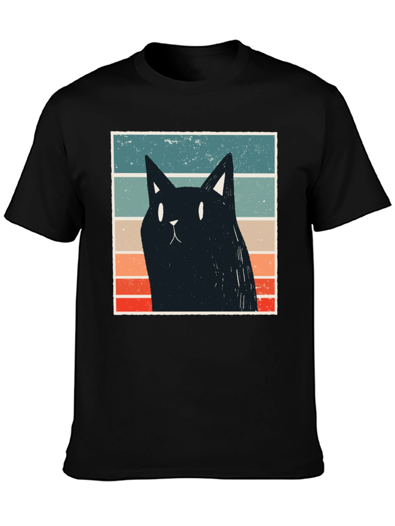 Retro Cat Graphic T-Shirt - Black